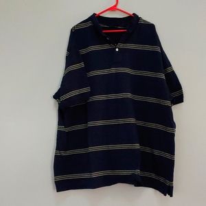 Harbor Bay 4XL Navy and Creme Striped Polo